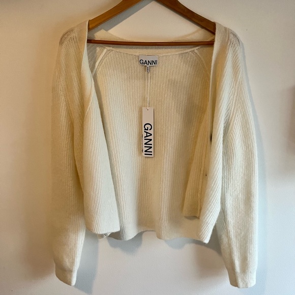 Brand New Ganni Knitted cropped V-neck cardigan - Picture 3 of 5